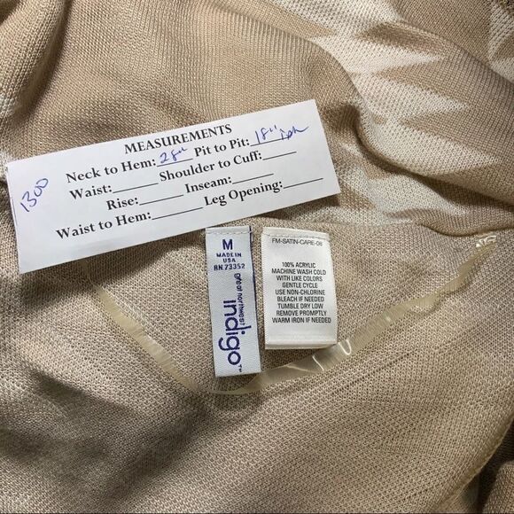 INDIGO Aztec Western blanket geometric waterfall sweater vest tan size M NWT - Picture 4 of 4